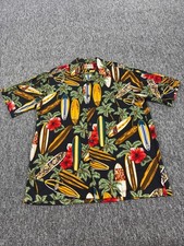Hilo Hattie Shirt Men Large Floral Hawaiian Surfboards Hibiscus Vtg Made In USA