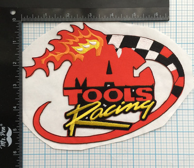 VTG RARE MAC TOOLS RACING FLAME 7.25'' STICKER BACK IRON ON EMBROIDERED PATCH B1