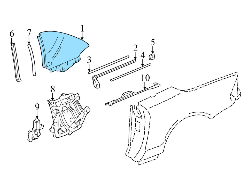 Mercedes-Benz SL55 AMG 2002-2008 - Cuarto de ventana trasero izquierdo/vidrio Foto 3 de 4