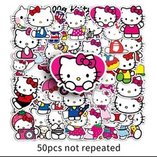 Hello Kitty Stickers 50 PCS White Theme Kawaii Cat Stickers Cute Cartoon Charact