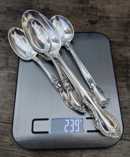 Five (5) HC Sterling Silver Place Spoon 925 Silverware 239 Grams