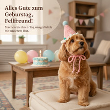 Hund Katze Geburtstagshut, Stoffhut f&uuml;r Haustier-Geburtstage, f&uuml;r Tierbesitzer