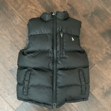 Boys Polo Ralph Lauren Reversible Down Puffer Vest Black Gray Youth 7