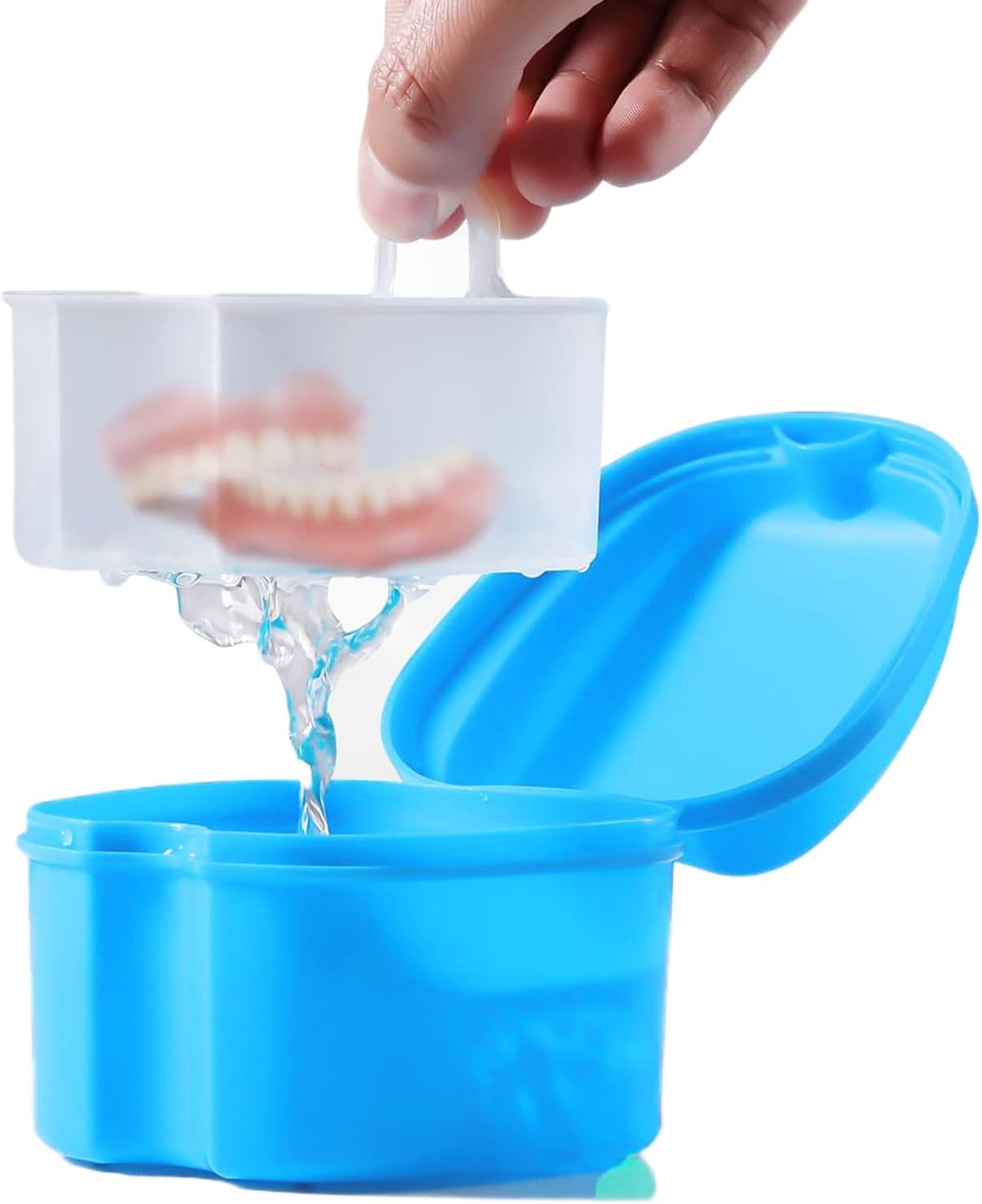 Denture Bath Case Portable Orthodontic Dental Retainer Box False Teeth Storage