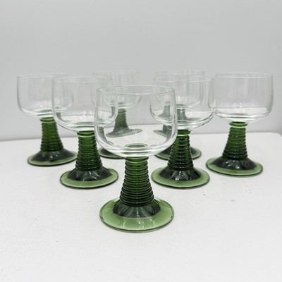 1- German Luminarc Roemer Green Beehive Ribbed Stem Wine Glasses PRICE PER GLASS
