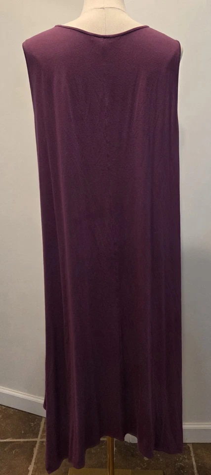 Maxi Vestido Vaina Midi Eileen Fisher Tejido Elástico Púrpura Cuello Joya Silencioso Lujo Foto 2 de 4