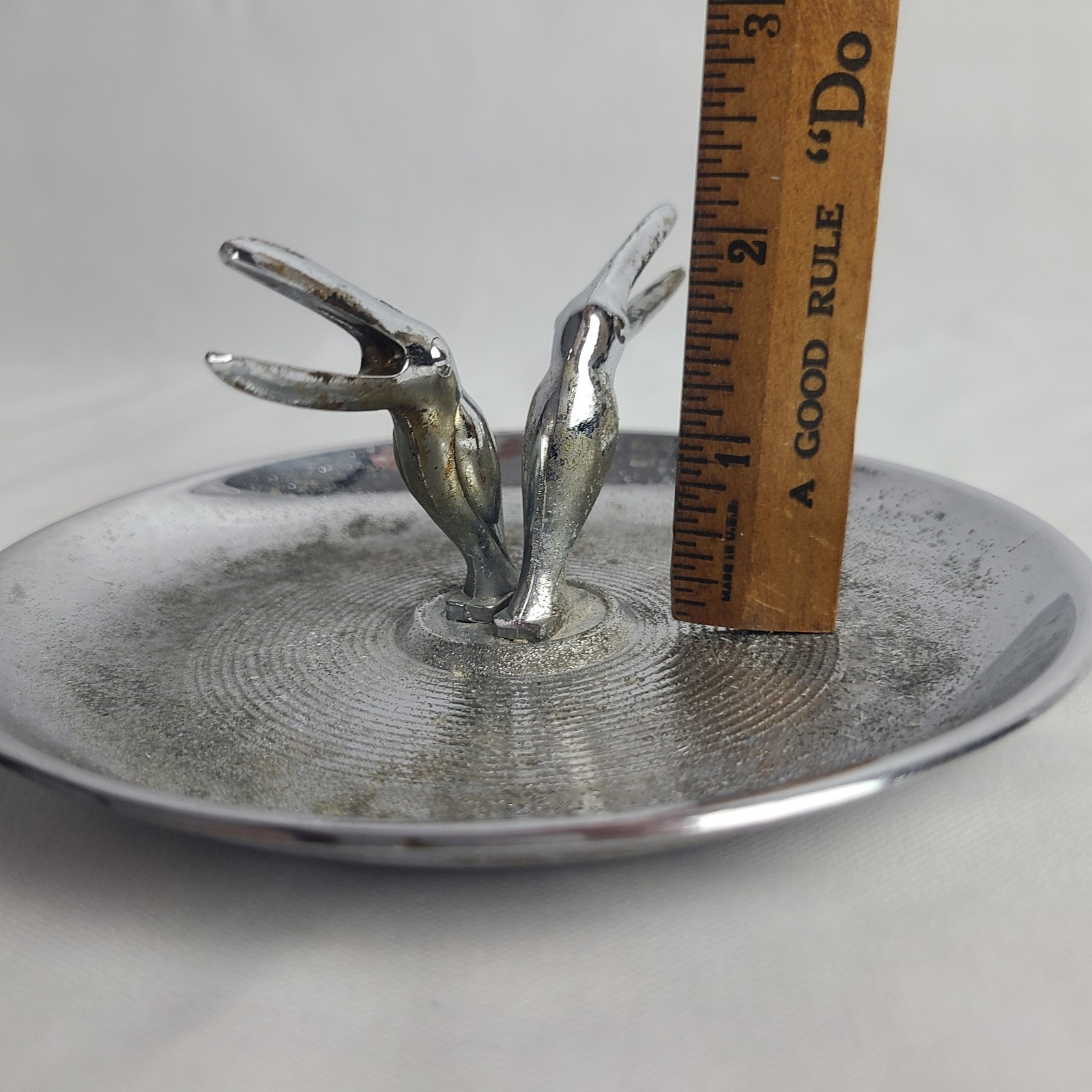 Vintage Hamilton Chrome Ashtray Mid Century Bird Smoking Table Decor MCM Trinket