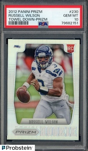 2012 Panini Prizm #230 Russell Wilson Towel Down Prizm Rookie PSA 10 Pop 26