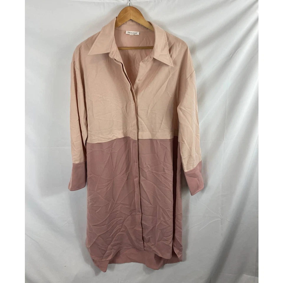 Vestido Camisa Prólogo Con Botones Dos Tonos Rosa Mediano Foto 2 de 4