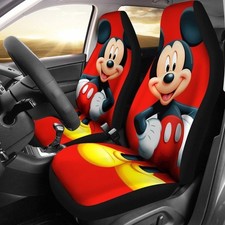 Mickey Cute Dn Car Seat Covers Cartoon Fan Gift Set Of 2