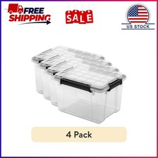 (4 pack) Sterilite Gasket Box, 34 Quart Water...