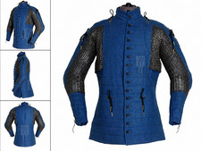 Medieval Gambeson with Chainmail Full Sleeve Thick Padded Armor Quilted Costume