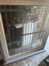 Leaded Stained Glass Window Transom Frame Antique, "  