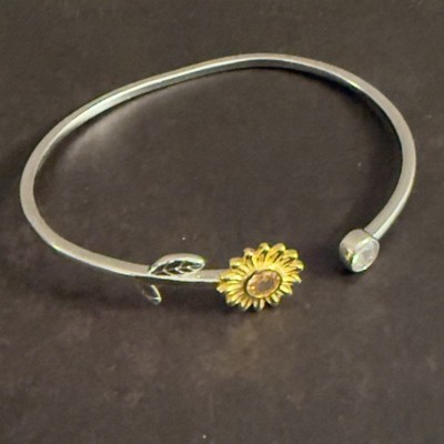 Sonnenblume Armreif Armreif Armband, 925 Sterling Silber - NEU