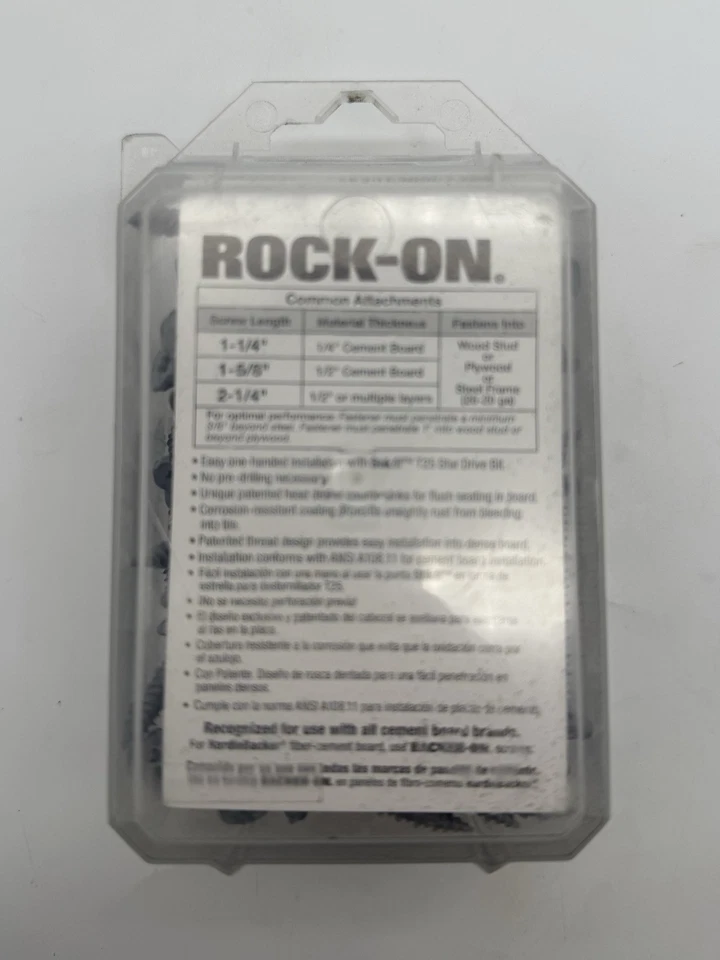 Tornillos para tablero de cemento Rock-On 140-PK 1-5/8—Broca T-25 incluida—Hasta 6 placas Foto 2 de 2