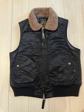 Iron Heart down Vest M black pocket Used From Japan Men button silver custom