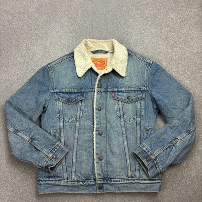 Levis Jeansjacke Erwachsene klein blau Sherpa gefüttert Trucker Red Tab Utility Herren