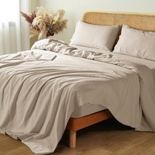 100 French Linen Sheets - Queen Size Bed Sheets, Breathable Cooling Pure