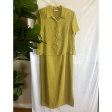 Vintage Amanda Smith Petite Green Dress & Jacket Womens Size 12P