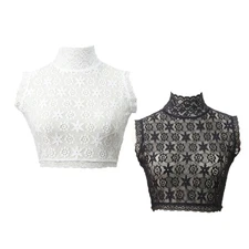 Floral Lace Turtleneck False Collar Half Blouse Elegant Fake Collar for Womens