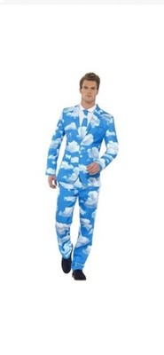 Mens Stand Out Suit Cloud Print Sky High Festival Fancy Dress Costume L & XL Des