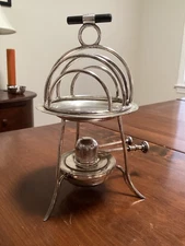 Rare Antique Asprey & Co Sterling Silver Toast Rack with Burner