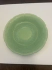 VINTAGE ALICE FLORAL ANCHOR HOCKING FIRE KING JADEITE SAUCER PLATE GREEN Floral