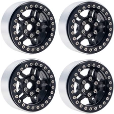 Powerhobby B4 Aluminum 1.9 Beadlock Wheels 9mm Hubs Black (4) 1/10 Rock Crawler
