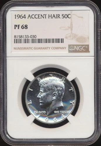 1964 Kennedy Half Dollar NGC PF 68 - Accent Hair