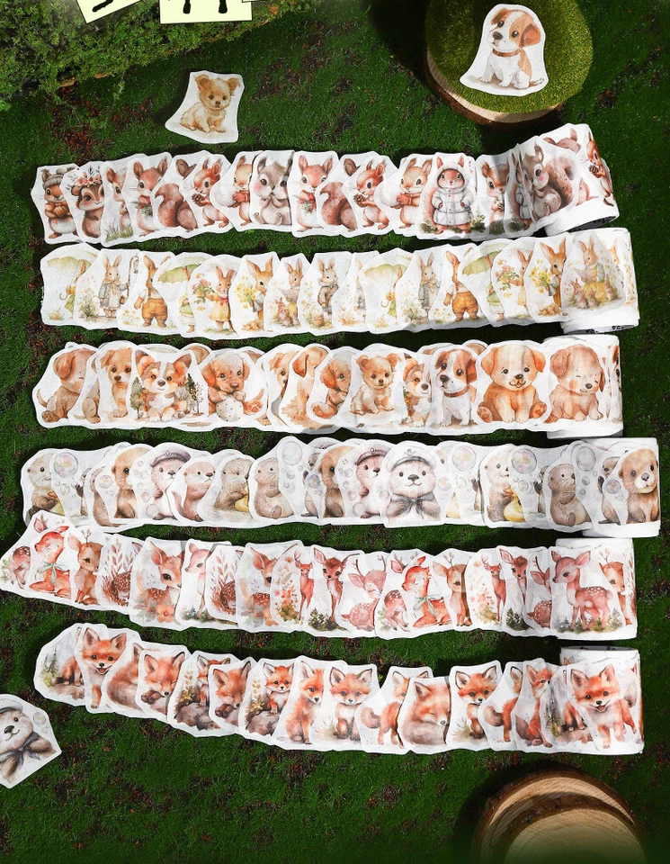 Animal Adhesive Washi Tape Stickers Journals Diary Scrapbooking Collage Crafts - Image 3 of 4