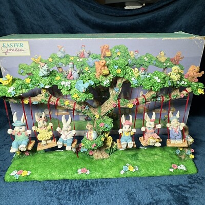 Vintage Easter Jubilee Bunnies Swinging~6 Bunnies ~Table Decor~Tree