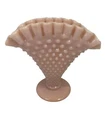 Fenton Turquoise Glass Hobnail Small Fan Vase 4" Tall Milky Pink
