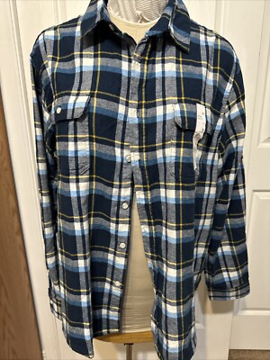 Goodfellow and Company women s flannel shirt XL blue plaid long sleeves pockets