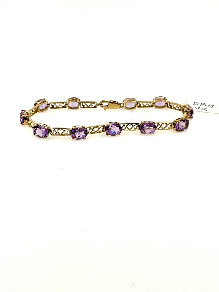 Amethyst 13.00ct. Yellow Gold 9ct./375 Bracelet UK Size 7,3 inches. or 19.75cm — 第 2/3 张图片