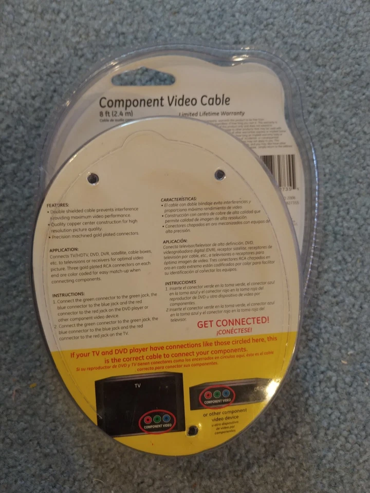 New Sealed GE Premium Component Video Cable 82735 Ultra Pro 8 Feet  - Image 2 of 2