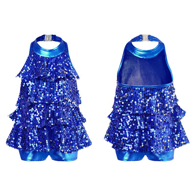 Kids Ballet Dance Dress Leotard Shiny Sequins Jazz Latin Dance Stage Performance