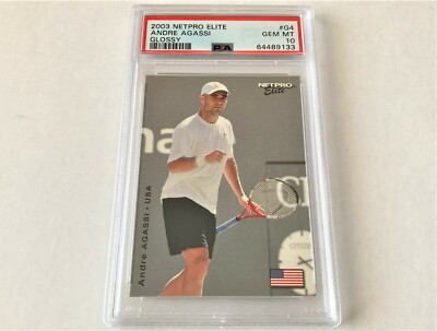 2003 NETPRO ELITE GLOSSY ANDRE AGASSI #G4 /100 PSA 10 SUPER RARE LOW POP
