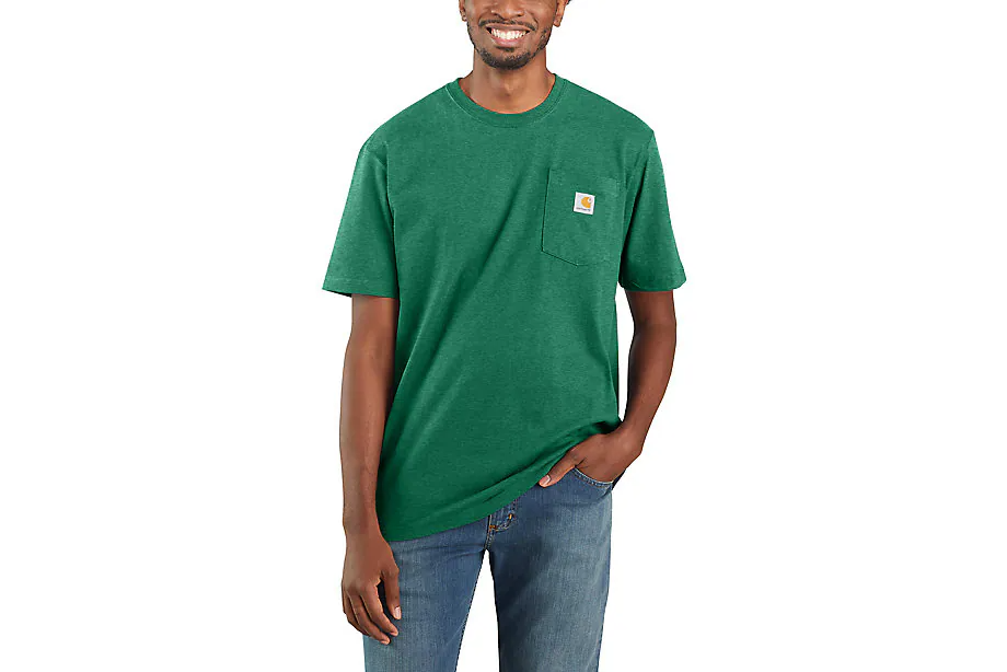 Carhartt Green Loose Fit Heavyweight Short-Sleeve Pocket T-Shirt Sz Medium K87-M