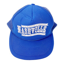 Vintage Country Capital Nashville Of The World Blue Snapback Trucker Hat Cap