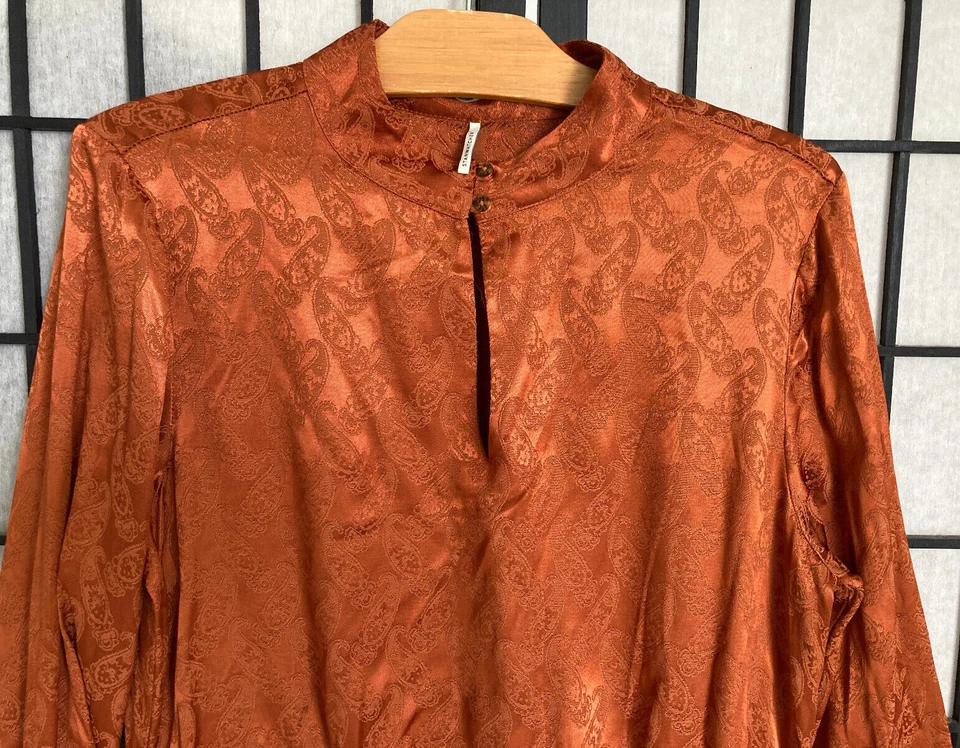 Blusa Scotch & Soda Top Canela Marrón Cintura Corbata Manga Larga Talla M Foto 3 de 4