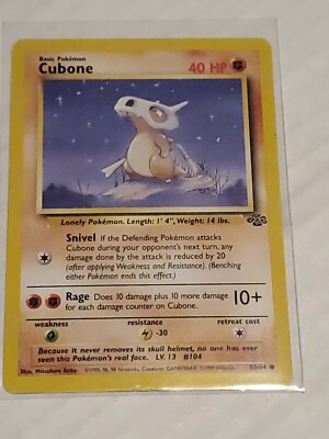 1995 cubone pokemon card value Pokemon Nintendo Card 1st Edition JUNGLE Cubone 1995,96,98,99 original  50/64