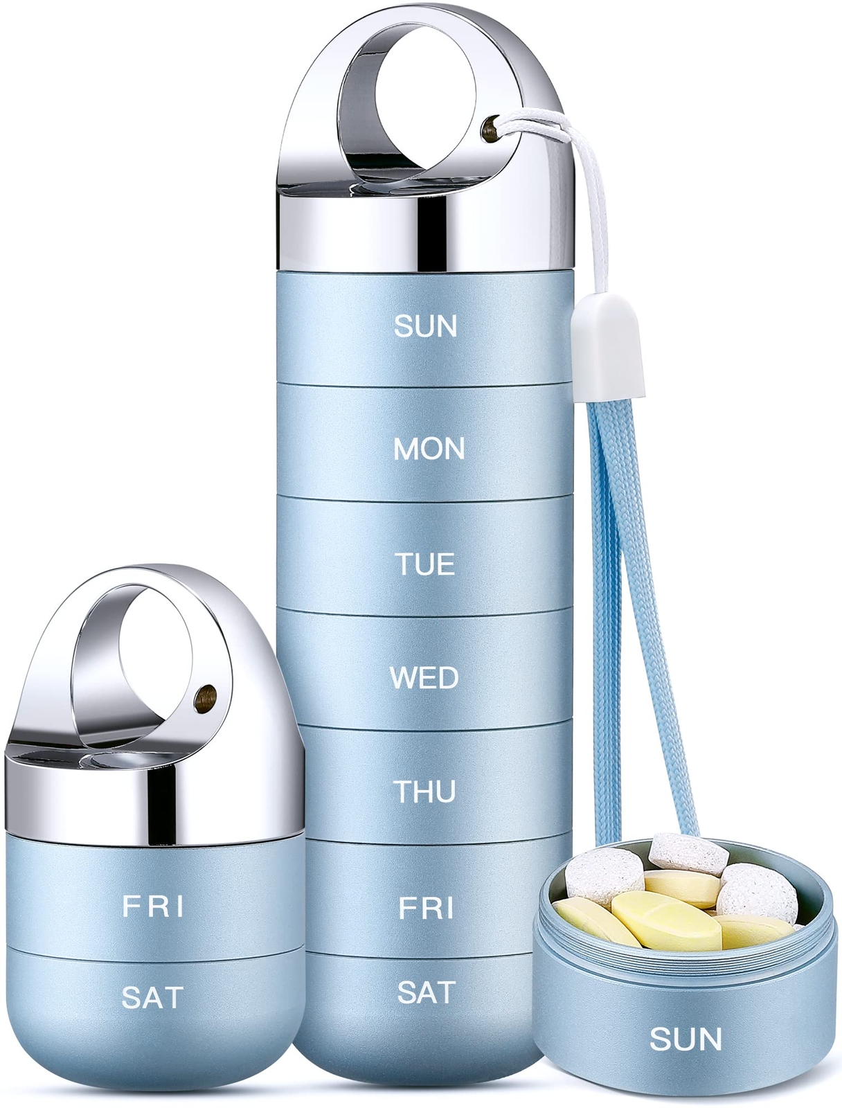 Metal Travel Organizer, Portable Waterproof Weekly Box, Large Aluminum Alloy ...