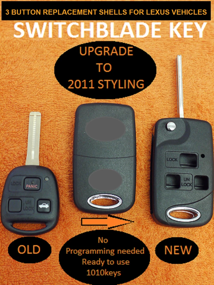BLADE CUT by KEYCODE, FLIP REMOTE KEYFOB SHELLS for LEXUS w/LOGO...DIY REPAIR - Image 4 of 4