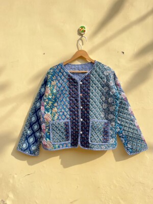 Indian Marineblau Jacke Baumwolle Vintage Steppjacke Damen Kleidung Jacke US