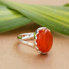 Carnelian Gemstone Ring 925 Sterling Silver Ring , Boho Ring, Gift For Her red