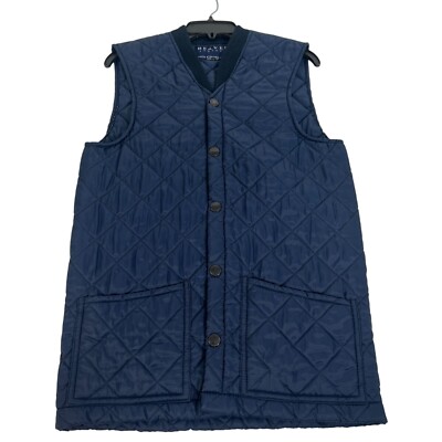 Beaver Of Bolton Nylon Corduroy  Quilted Navy Blue Vest  Mens Outerwear S
