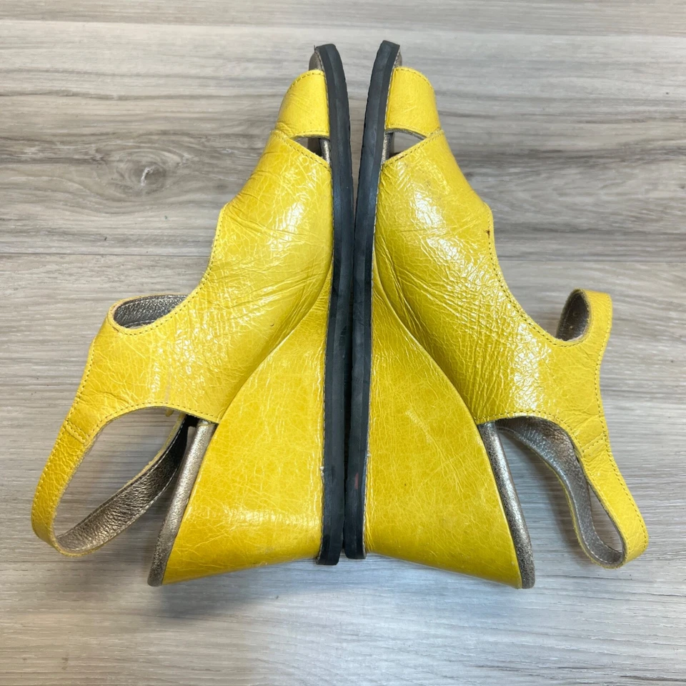 Zapatos Arche Mujer Cuero 37 Sandalias Amarillas Sin Cordones Correa al Tobillo Tacón de Cuña 6 Foto 3 de 4