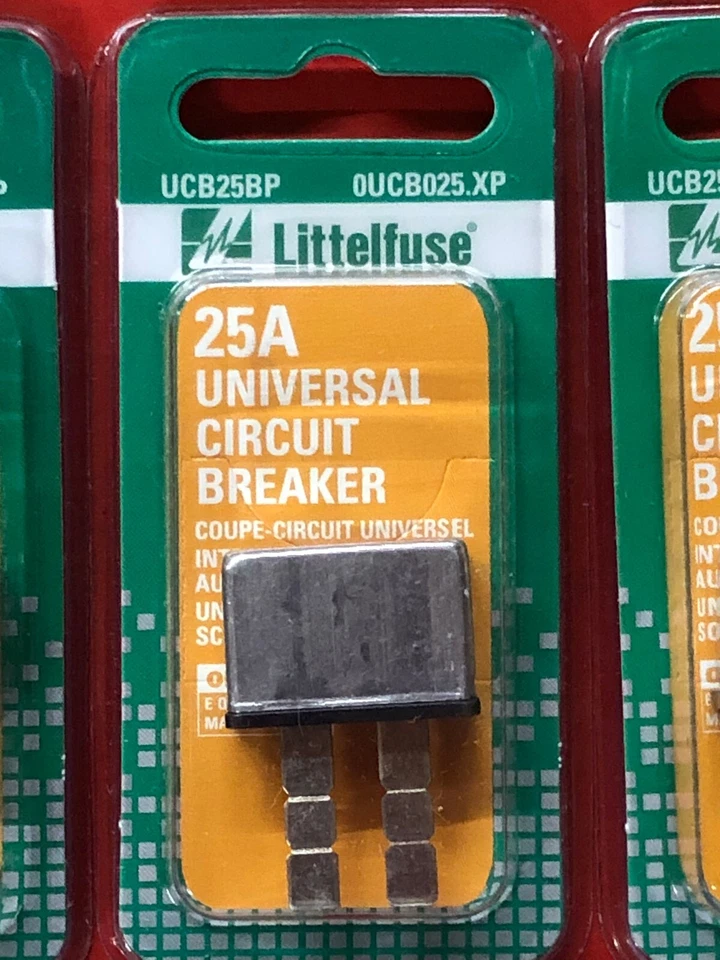 (PACK DE 5) DISYUNTOR UNIVERSAL LITTELFUSE UCB25BP 25AMP 0UCB025.XP Foto 2 de 4