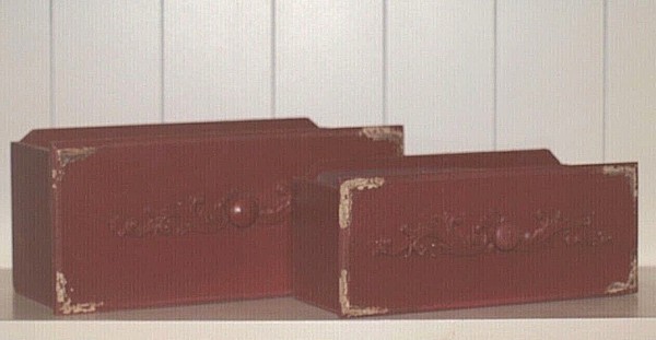 2Er Set Blumenkasten Schublade Pflanzkasten Holzkasten Holz Kasten Rot-image