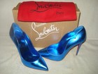 100% AUTH NEW WOMEN LOUBOUTIN HOT CHICK 100 ALIZE METALLIC BLUE PUMP/HEEL US 6.5 — photo 2